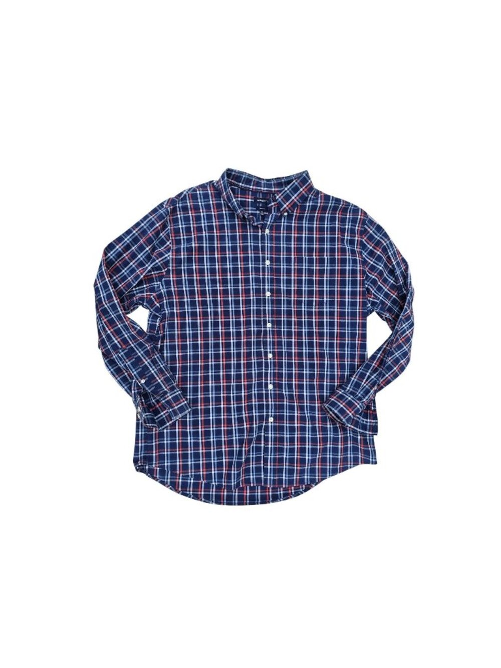 Croft & Barrow Men's Plaid Long-Sleeve Button-Down Shirt Navy/Red XL Stretch Fit